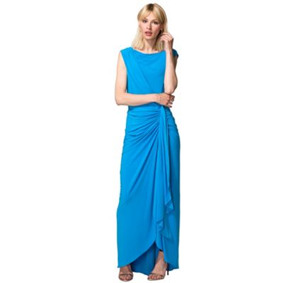 HotSquash Light Blue Grecian Style Maxi Evening Gown